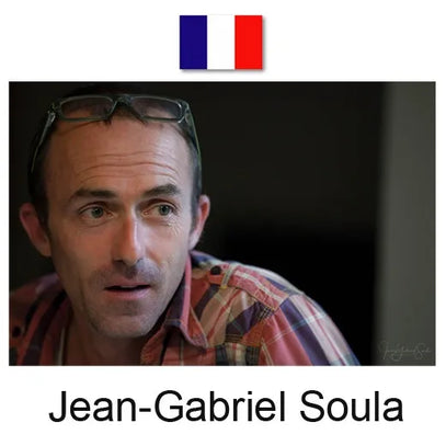 Jean-Gabriel Soula (France flag) in a patterned shirt, name labeled below.