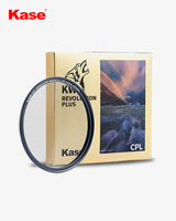 Kase camera filter with packaging on a white background