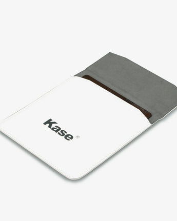 White pouch with gray interior and 'Kase' branding on a white background