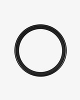 Black circular ring on a white background