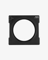 Black square filter with circular center on a white background