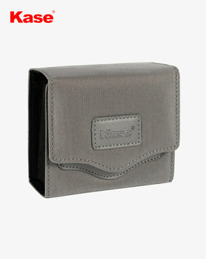 Gray wallet with Kase branding on a white background