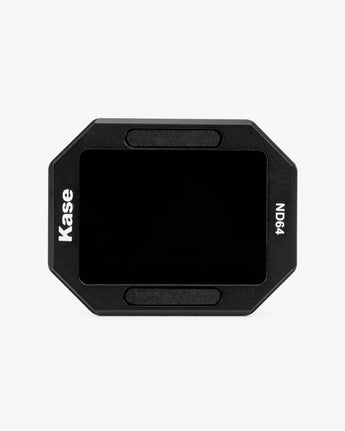 Black camera filter with 'Kase' branding and 'ND64' rating on a white background